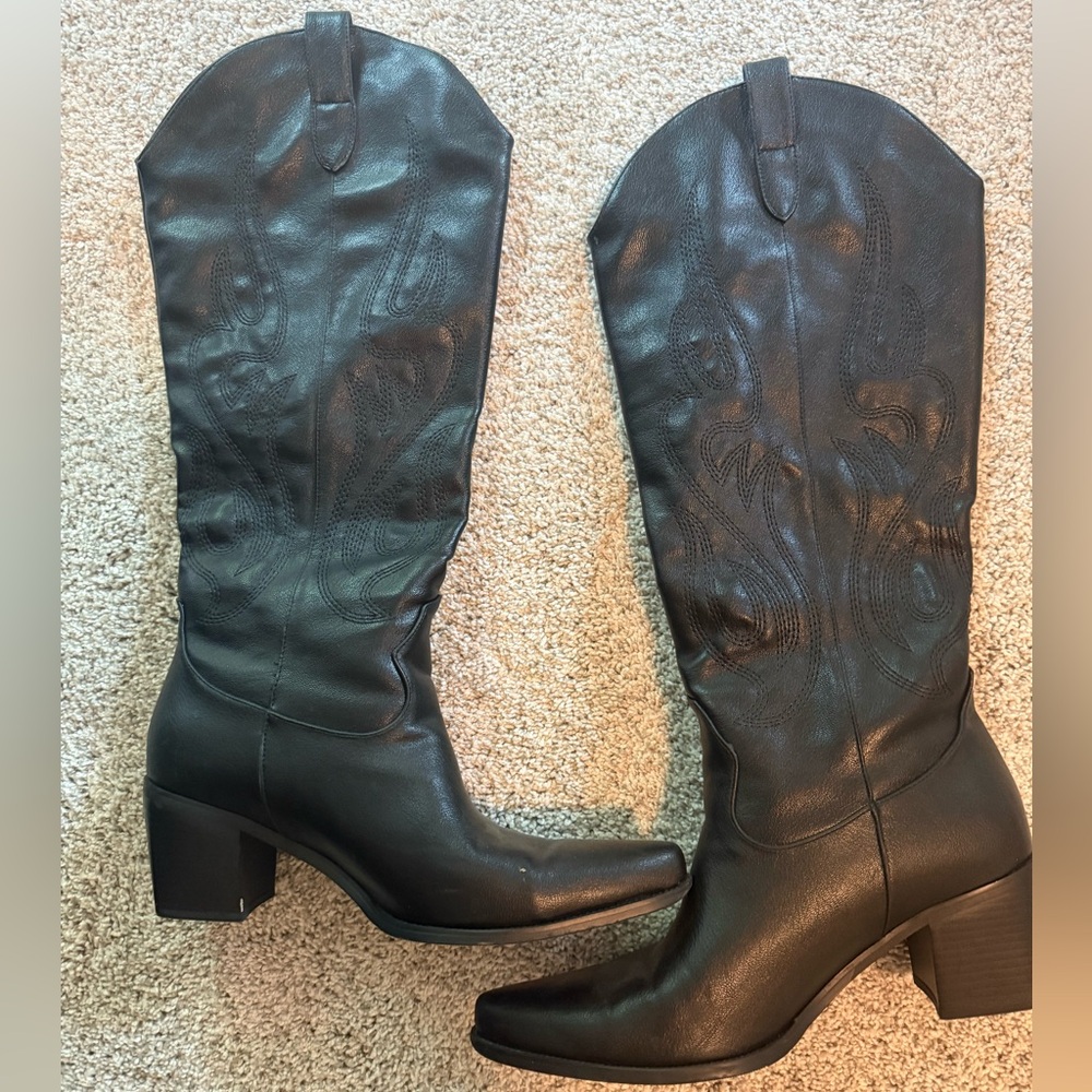 Black Knee High Cowgirl Boots sz 10